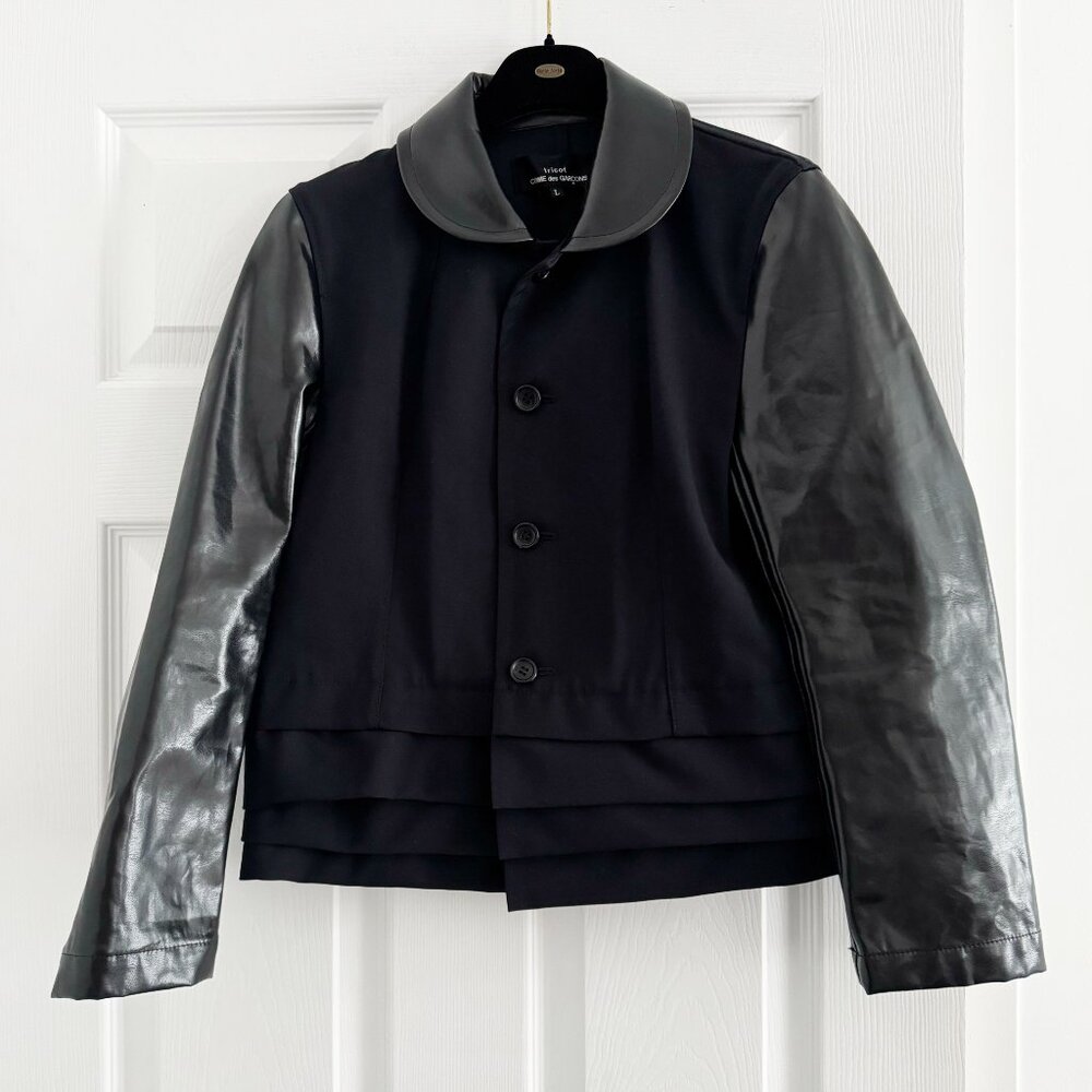 Tricot Comme des Garcons Varsity Jacket in Navy/Black, size Large (fits S/M!!)